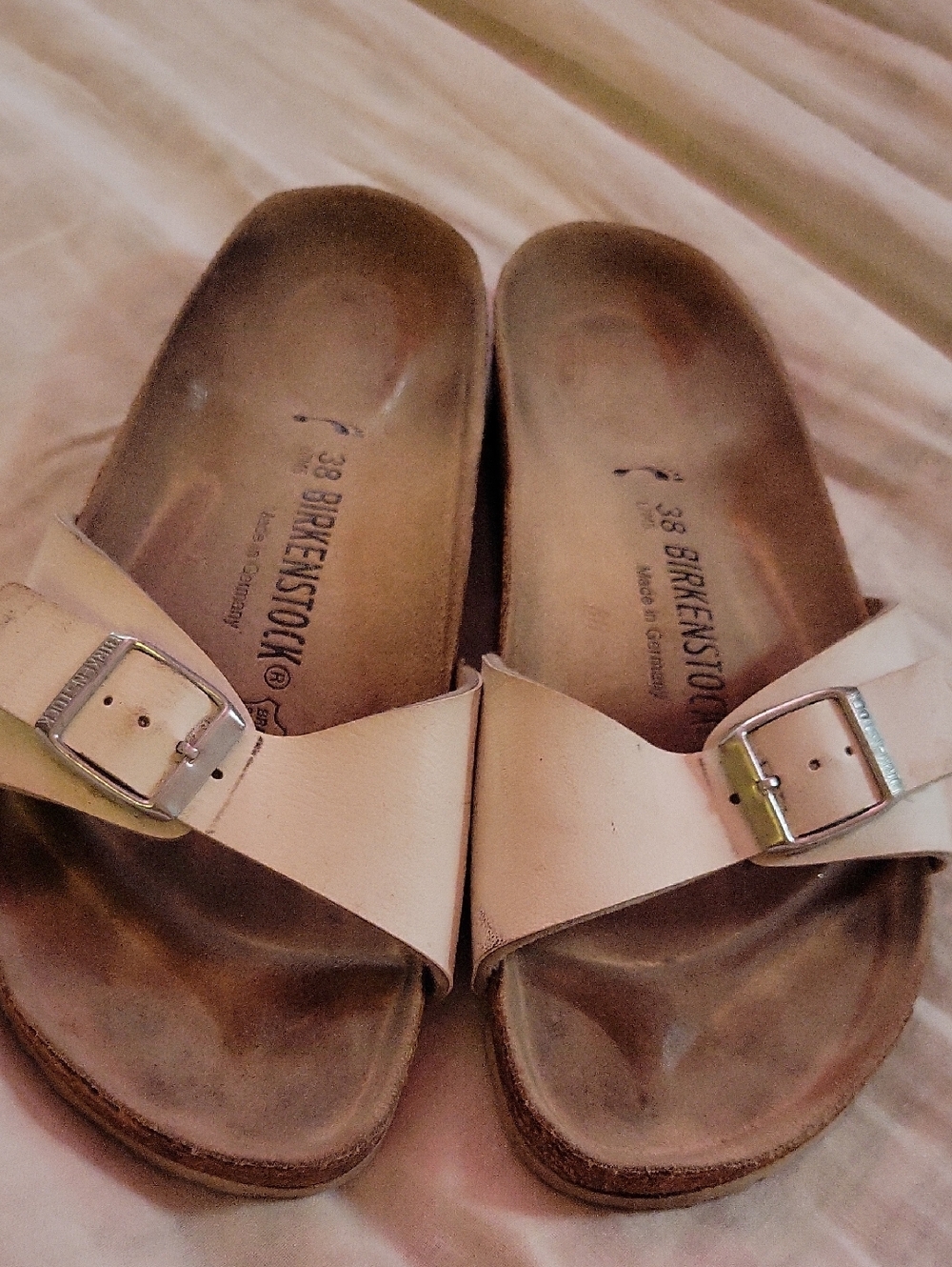 Birkenstock MADRID size 38 US 7 Or 7 1/2, white leather, Great Condition